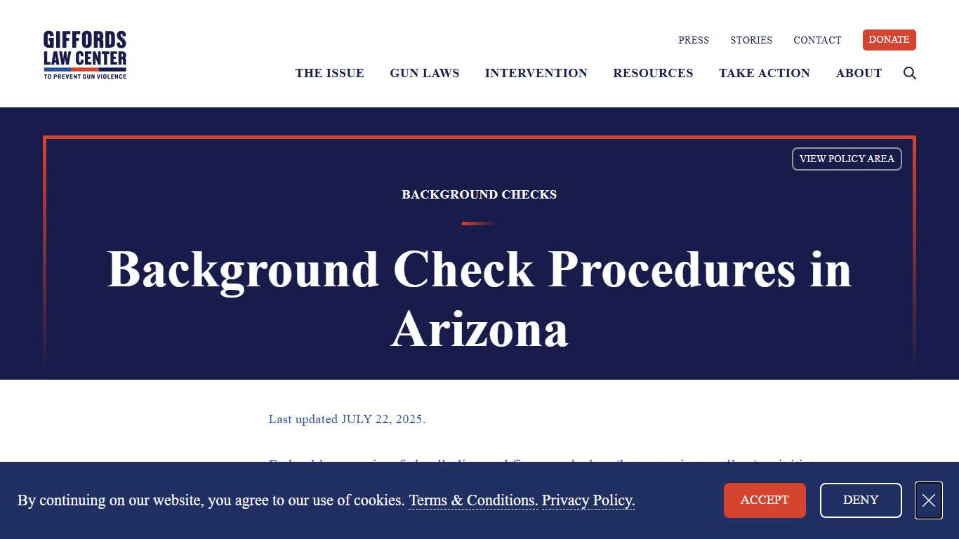 Background Check Procedure Laws in Arizona Giffords
